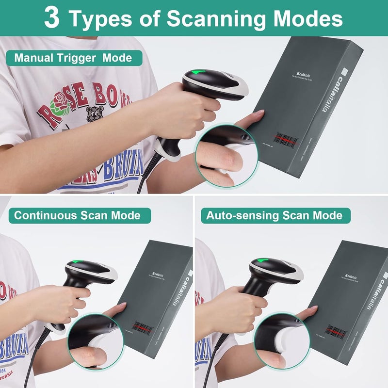JRHC Barcode Scanner, Handheld USB QR Code Scanner Wired Connection Barcode Reader 1D 2D&PDF417 Data Matrix Automatic Plug&Play Bar Code Scanners for Desktop Store Supermarket Warehouse Library Book - Image 5